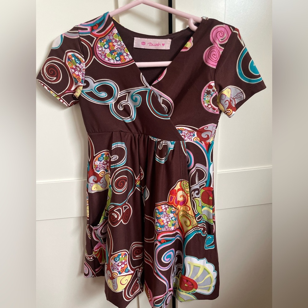 4t girls brown dress brand blush